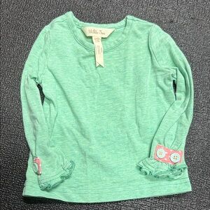 Matilda Jane Teal Long Sleeve Kids Tee with Ruffle Cuffs